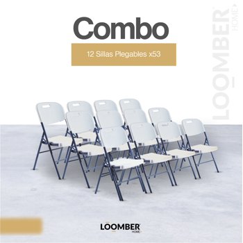 Sillas Plegables Blancas Paquete 12 piezas LOOMBER
