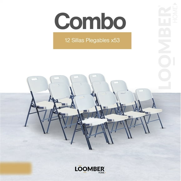 Sillas Plegables Blancas Paquete 12 piezas LOOMBER