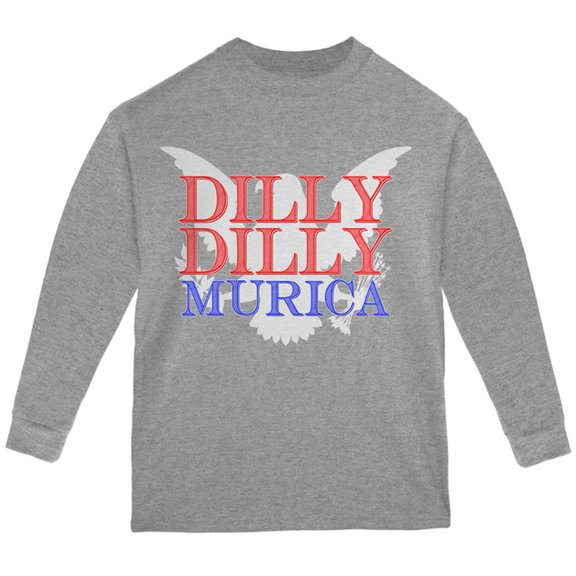 4th of July Dilly Dilly MURICA Youth Long Sleeve T Shirt Storm Grey YSM
