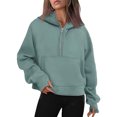 thumbnail image 2 of Womens Sweatshirts Half Zip Fleece Pullover Fall Outfits | Fall Fashion Clothes 2026,Cropped Sweatshirts,Cute Y2k Tops,Winter Loungwear Outfits Mint Green L, 2 of 7