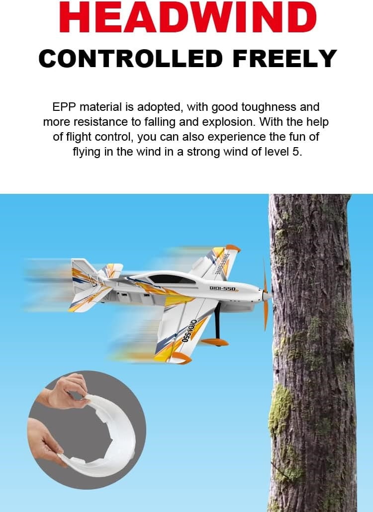 QIDI-550 RC Airplane One-Key Hanging Stunt Fixed Wing with Wind Resistant Flight Ready to Fly Orange
