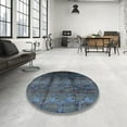 thumbnail image 3 of Ahgly Company Indoor Rectangle Mid-Century Modern SteelBlue Oriental Area Rugs, 3' x 5', 3 of 6