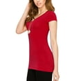thumbnail image 5 of Made by Johnny Women's Basic Fitted Short Sleeve V-Neck T Shirt M RED, 5 of 6