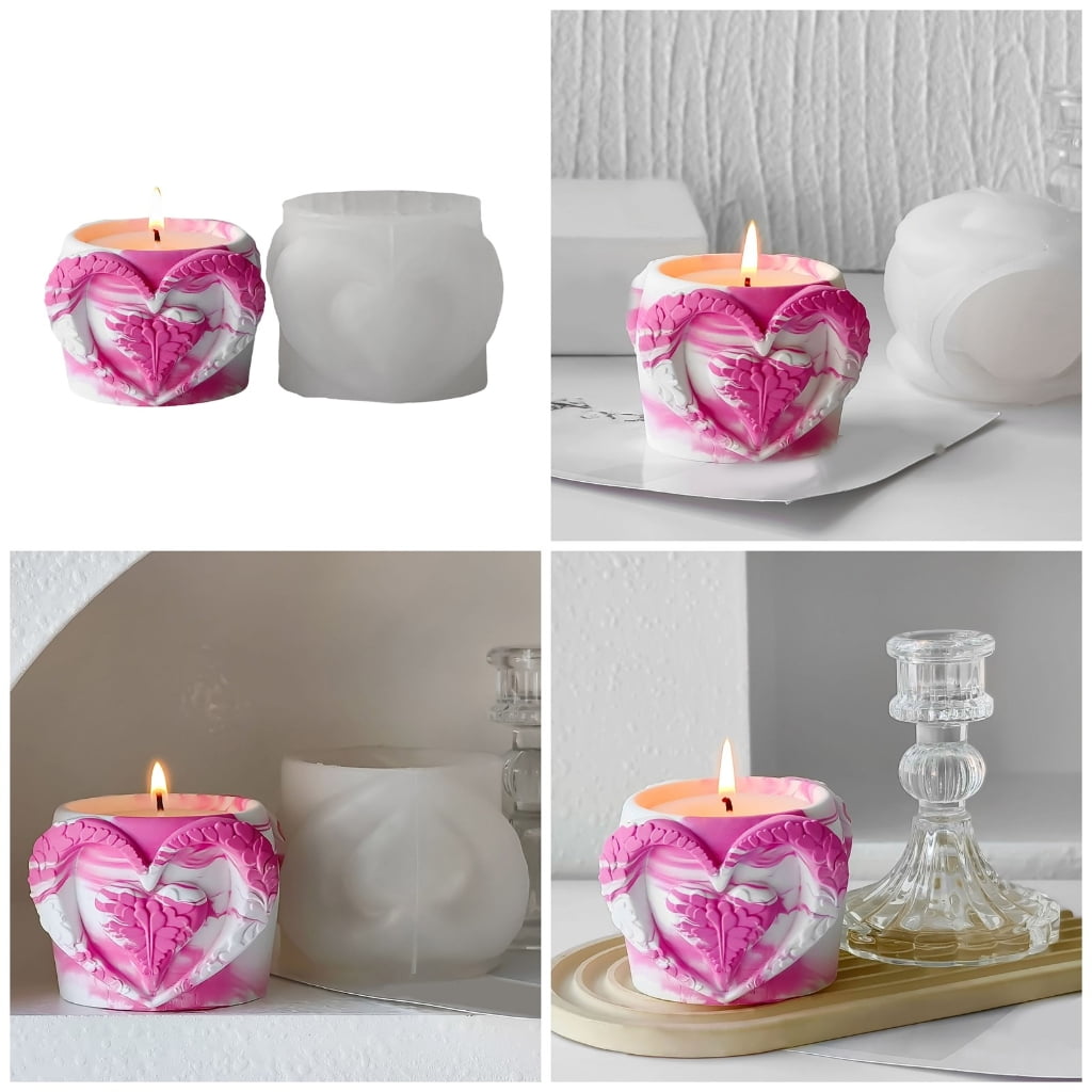 Aurgiarme Candle Cup Mold Heart Shape Planter Moulds for Crafting Unique Candle Cup Suitable for Handmade Candle Cup