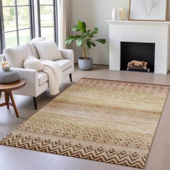 Addison Rugs Chantille Indoor/Outdoor Transitional Geometric Beige Machine Washable Rectangle Rug, 10' x 14'