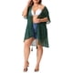 thumbnail image 2 of Cárdigan de verano de manga corta suave y relajado para mujeres de tallas grandes GRACE & GRANDEUR 2X verde oscuro, 2 of 6