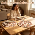 thumbnail image 4 of Round Table Placemats, Fall Table Decorations, Rustic Farmhouse Decor, Pumpkin Table Decor, 14 Inch Diameter Set of 4 Featuring Wood Grain, White Pumpkins, Orange Dotted Pumpkins, 4 of 6