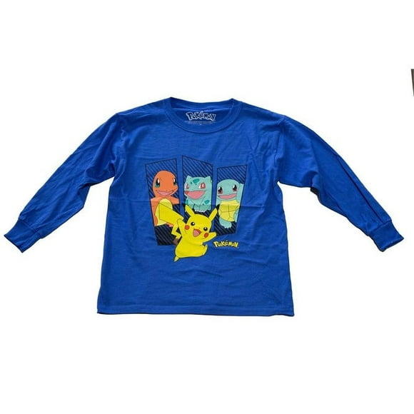Poke-17 Pikachu Enfants Poke T-shirt Court Bleu Manches Longues L