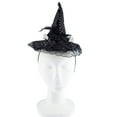 thumbnail image 4 of LUX ACCESSORIES Halloween Black Lace Flower Feather Witch Hat Headband, 4 of 10