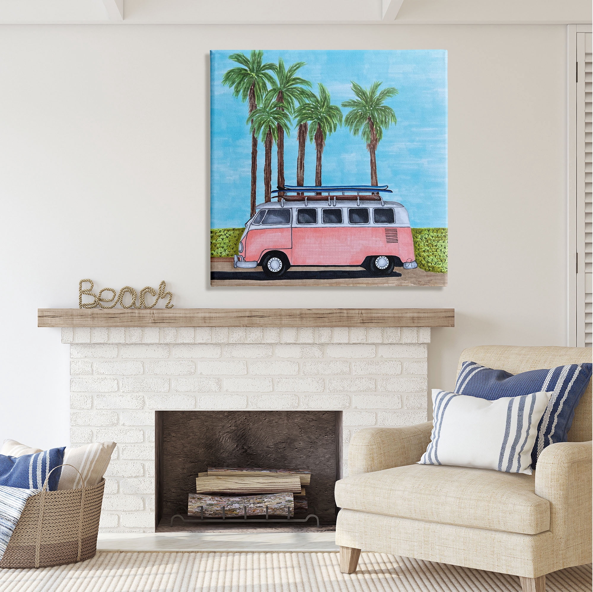 Stupell Industries Tropical Vacation Minibus Transportation Painting Gallery Wrapped Canvas Print Wall Art, 36 x 36