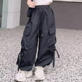 thumbnail image 2 of Ccpelsie Girls Wide Leg Sweatpants Drawstring High Waist Baggy Pants Cute Print Sweatpants with Pockets for Teen 5-14Y(Black,15-16 Years), 2 of 8