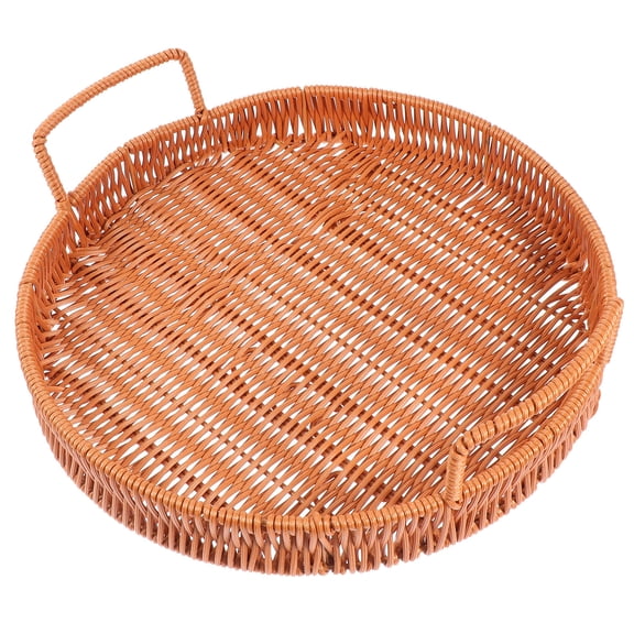 Toyandona 1Pc Portable Brown Fruit Plate Handheld Woven Basket for Home Organizing and Storage