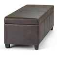 thumbnail image 4 of Avalon 48 inch Wide Contemporary Storage Ottoman Bench in Distressed Brown Vegan Leather, 4 of 5
