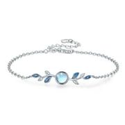 CUOKA MIRACLE Moonstone Leaf Bracelet 925 Sterling Silver Olive Leaf Jewelry for Women Adjustable Bracelets Birthday Mother's Day Gifts for Mom Daughter Sister Girls Wife Friends