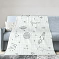thumbnail image 1 of Rocket Sketch Doodle Blanket, Fluffy Soft Cozy Blanket Flannel Plush Microfiber Couch Throw, Bedding, 40"x30", 1 of 7