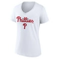 thumbnail image 2 of Women's White Philadelphia Phillies Team Lockup V-Neck T-Shirt, 2 of 3