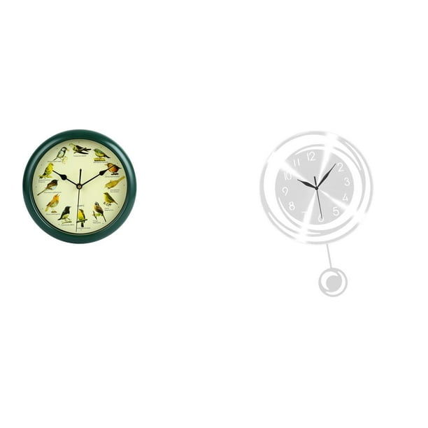 Reloj de pared,Reloj de pared decorativo con pájaros cantores,Reloj de pared de 10 pulgadas con sonido de pájaros musicales,Reloj de pared,Reloj de pared decorativo para baño y dormitorio.