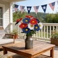 thumbnail image 4 of Beautynvta 4th of July Artificial Flowers, 11.8'' Fake Silk Daisy Flowers, 7 Branches 21 Flowers Patriotic Faux Bouquet for Independence Day Dining Vase Decor, Red White Blue, 4 of 7