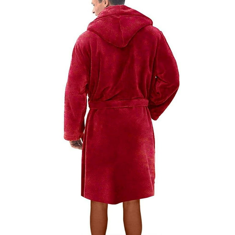 Capreze Men s Wrap Robe Long Sleeve Bath Robes Hoodie Dressing