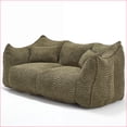 thumbnail image 2 of 2-Person Chenille Bean Bag Chair - High-Resilience Foam Lazy Sofa for Adults | Olive Green | Rectangle, 2 of 23