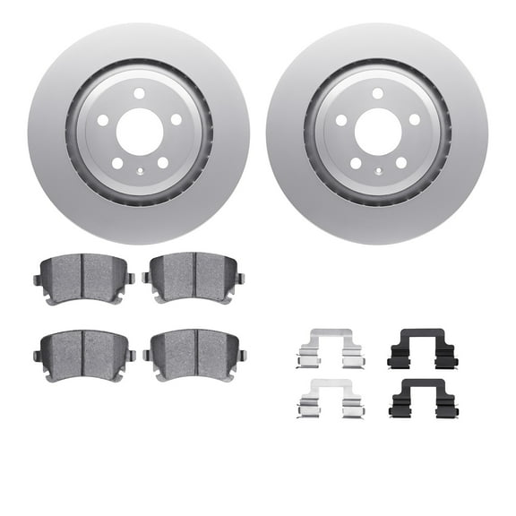 Dynamic Friction Company Rear Geospec Brake Rotors with 5000 Euro Ceramic Brake Pads includes Hardware 4612-73030