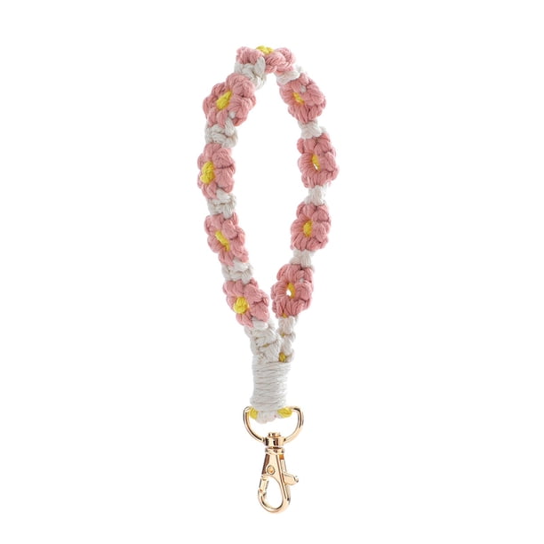 Llavero de flores tejidas a mano bohemias con lazos coloridos para teléfono, llaves o bolso - Colgante ajustable para cualquier ocasión