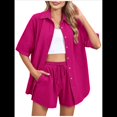 thumbnail image 2 of Conjunto de Chándal de 2 Piezas para Mujer, de Verano, con Top de Corta y Pantalones Cortos. Rosa Roja M, 2 of 9