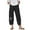 A-Black260, variant on Womens Dandelion Print Cropped Pants Irregular Hem Loose Fit Casual Daily Trousers