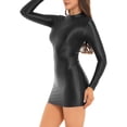 thumbnail image 3 of DPOIS Women's Shiny Oil Sheer Mini Dress Tight Pencil Dress, 3 of 4