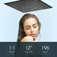 thumbnail image 2 of 1-Spray 12 in. Single Wall Mount Square Fixed Rain Shower Head in Matte Black, 2 of 7