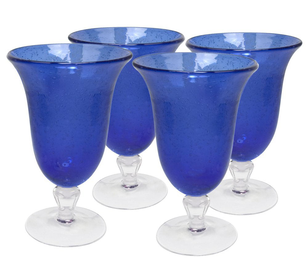 Artland Iris Seeded Light Blue 18 Ounce Footed Iced Tea Glass Set of 6 
