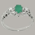 thumbnail image 3 of LBG British Made 10k White Gold Natural Emerald & Diamond Womens Anniversary Ring - 33 size options - Size 7.75, 3 of 9
