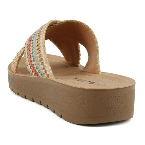 Soda Shoes Women Sandals Crisscross Strap Band Flatform