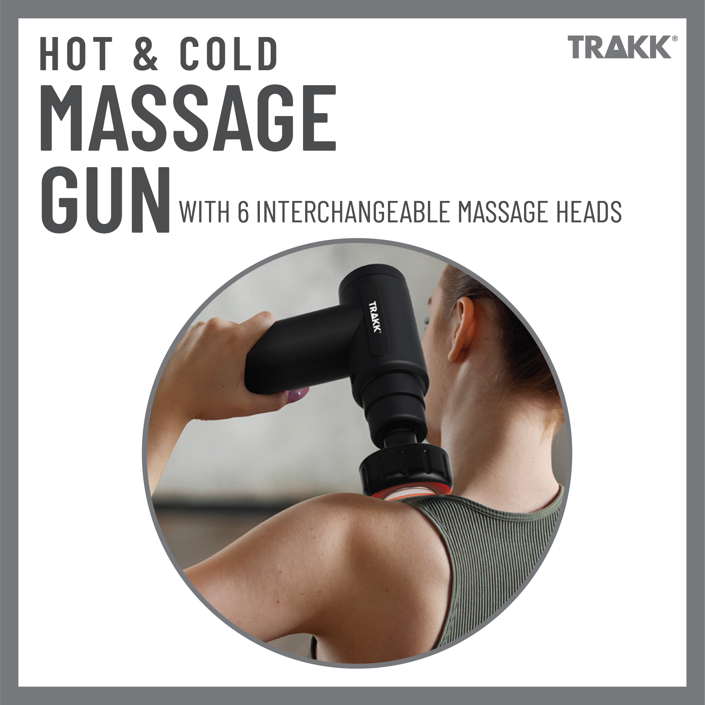 TRAKK COMPACT HOT & COLD MASSAGE GUN - 6 INTERCHANGABLE HEADS