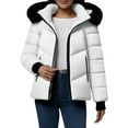 thumbnail image 3 of Zedker Women's Winter Coat Lightweight Puffer Jacket Winter Clothing For Women with Removable Hood White XXXL, 3 of 7