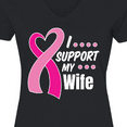 thumbnail image 4 of Inktastic Breast Cancer Awareness I Support My Wife with Pink Ribbon Women's V-Neck T-Shirt, 4 of 5