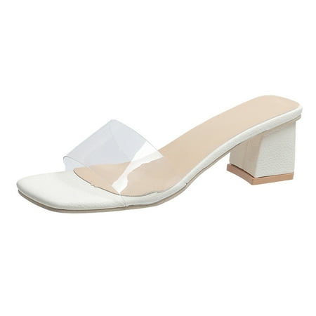 

Dyfzdhu Fashion Summer Women Sandals Heel Fish Mouth Transparent Strap Comfortable Casual