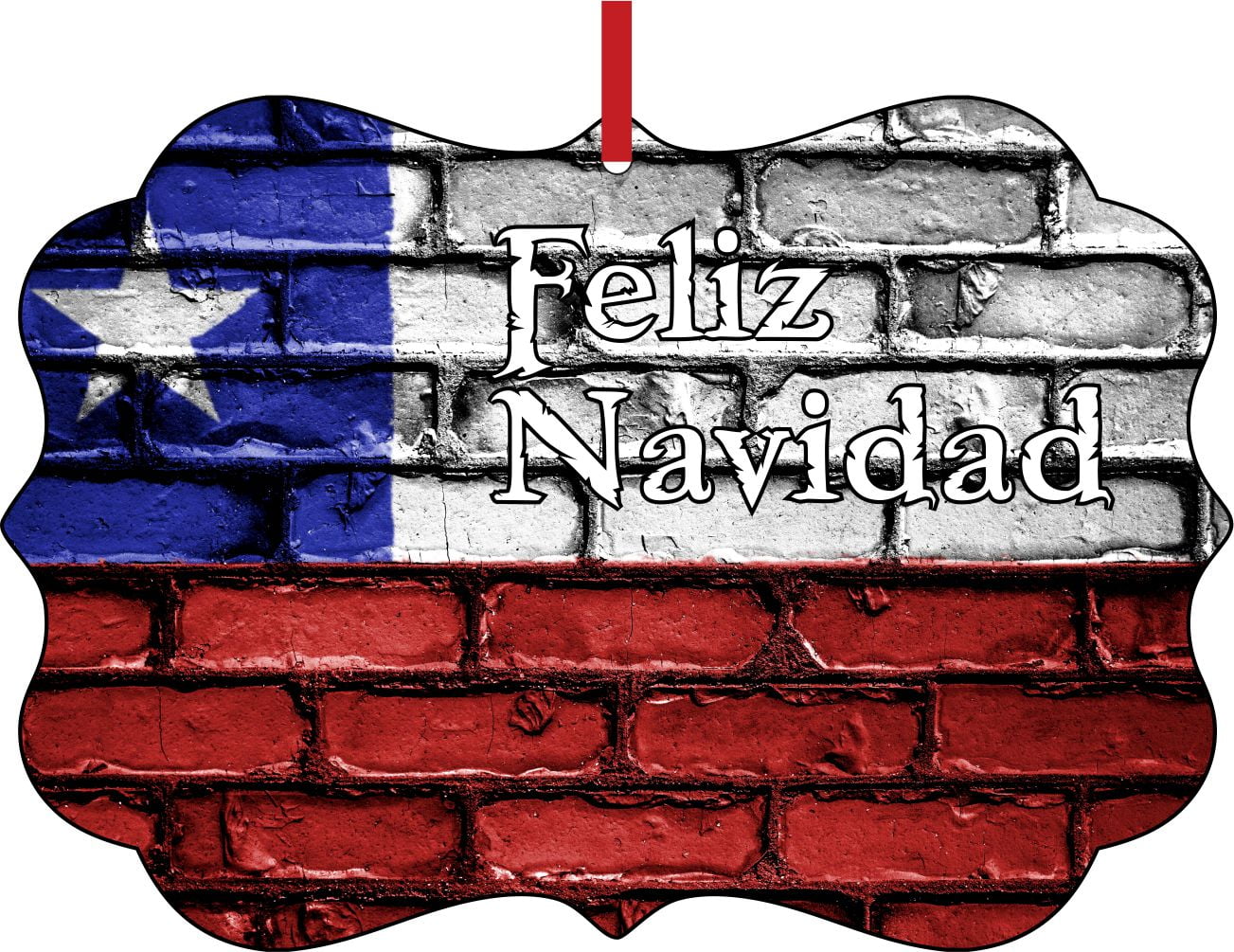 Flag Chile Feliz Navidad Elegant Semigloss Aluminum Christmas Ornament