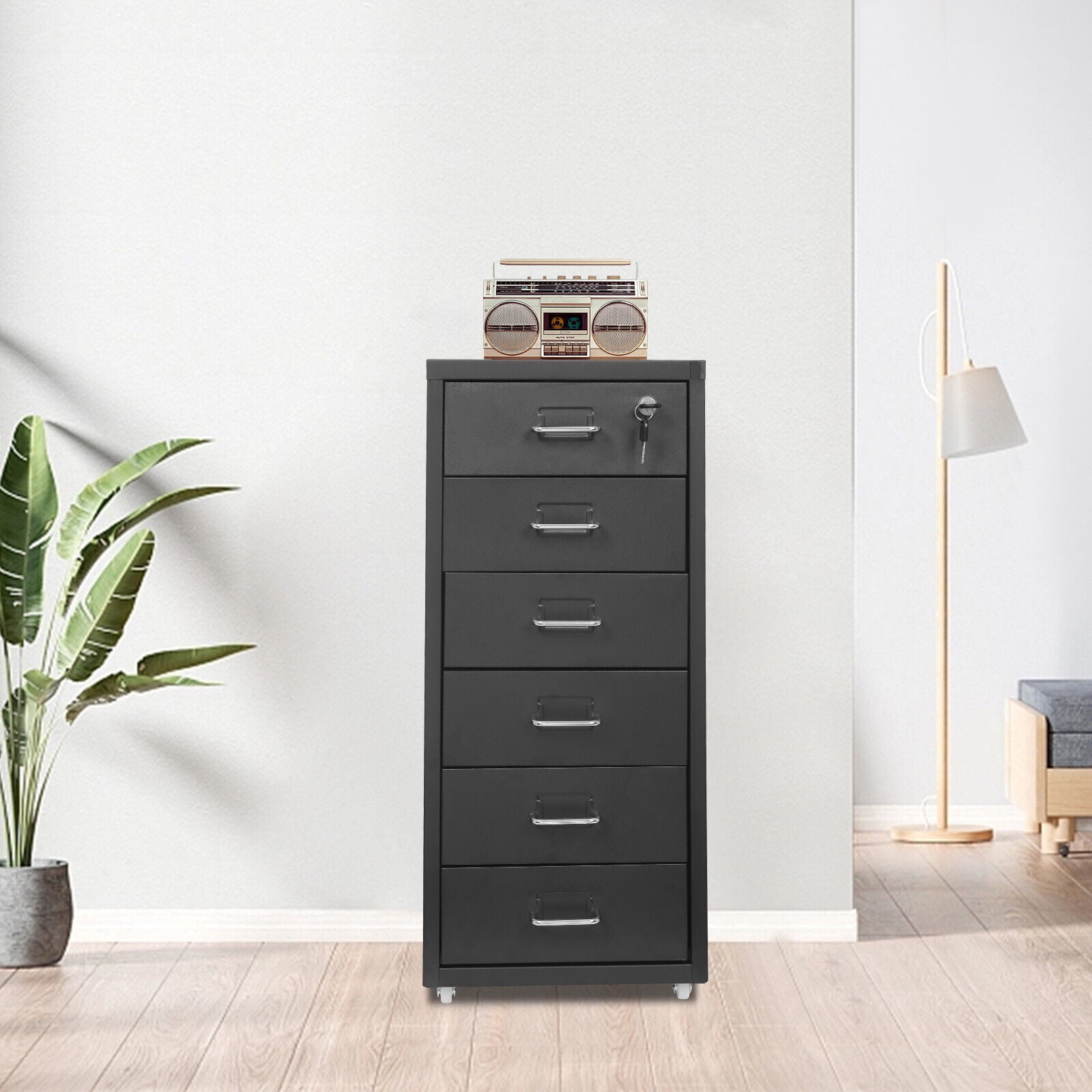 Cold-rolled Steel Vertical File Cabinet, Black Metal File Cabinet with Lock, Filing Cabinet
