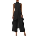 thumbnail image 2 of IUYRTFE Women's Sleeveless Mock Neck Layered Asymmetrical Top and Wide Leg Pants Set 2 Piece Casual Outfit, 2 of 6