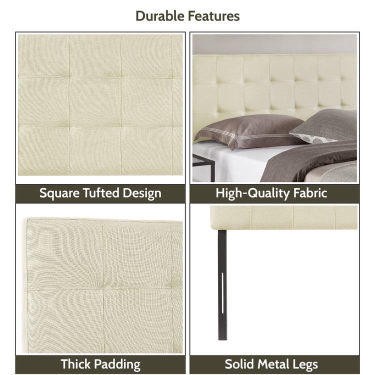 Jessenia Full Size Tufted Upholstered Headboard – 12-Position Adjustable, Cream