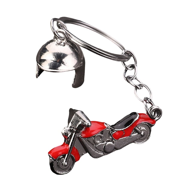 Keychain Pendant Motorcycle Shape Zinc Alloy Key Chain with Electroplated Double Helmet Design Cool Street Style Key Holder Backpack Car Accessory