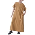 thumbnail image 7 of KAUOD Boys Short Sleeve Muslim Thobes 𝐈slamic Kids Half Zipper Eid Traditional Prayer Kaftan Thobes Toddler Abaya Clothes, 7 of 7