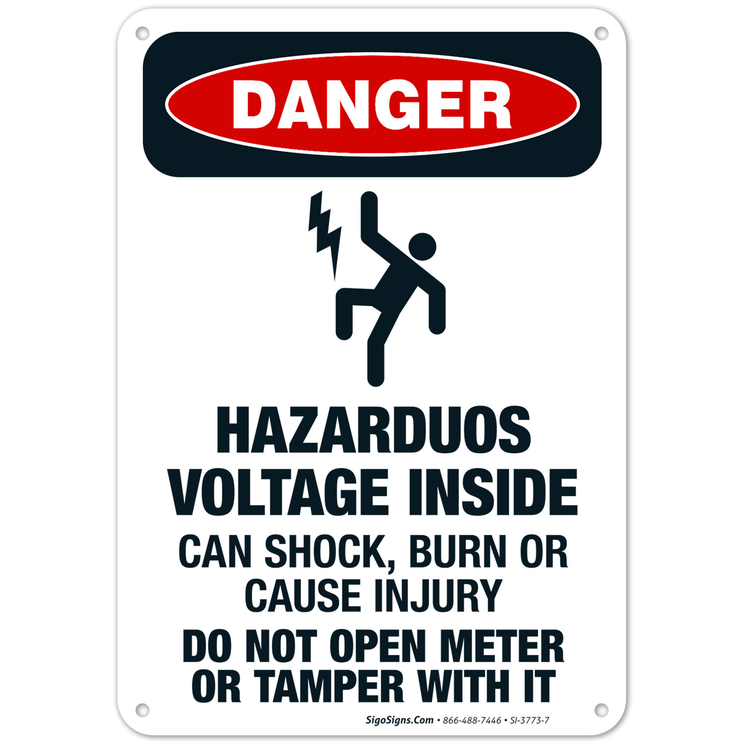 Danger Sign Injury Hazarduos Voltage Inside Can Shock, Burn Or Cause Injury Sign, OSHA ...