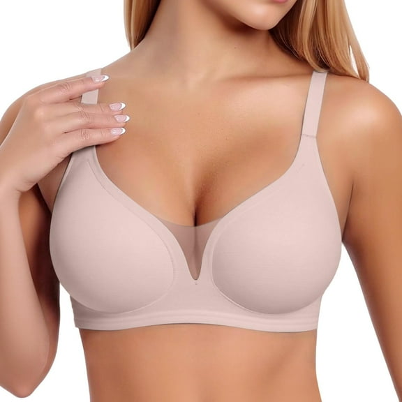 Arlun,Womens Wireless Bras V Mesh Push up No Underwire Bralettes Comfortable Seamless Supportive Tshirt Bras Wire-Free Lightweight Thin Everyday Bras Pink XL