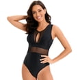 thumbnail image 4 of Xijirk One Piece Swimsuit Women,Net Detail Swimsuit Solid Color Block Summer Leisure Slim Fit Beachwear for Pool and Seaside Outings,Womens Swimsuits,Black,XL, 4 of 8