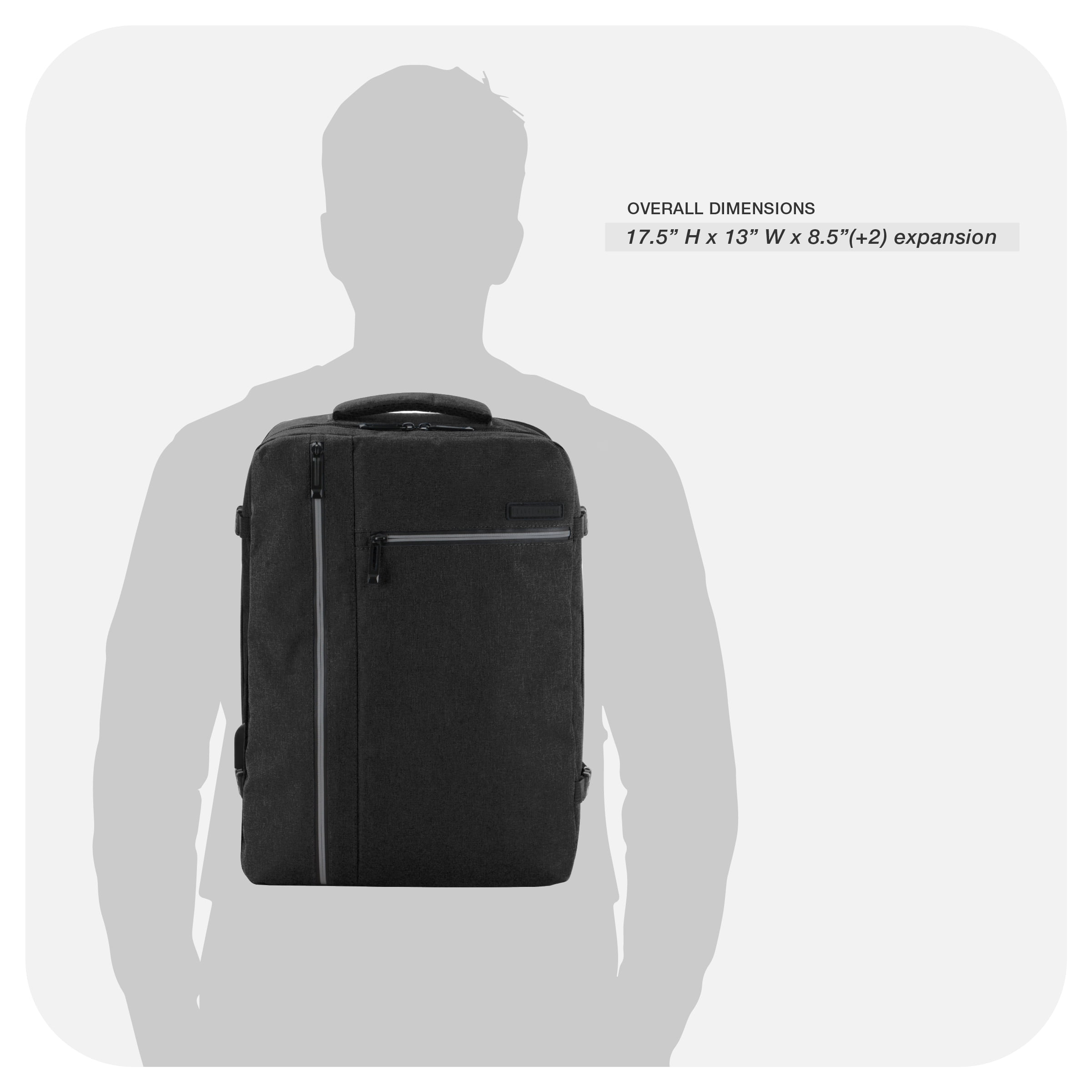 Travel Select Grayville 17" Multifunctional Tech Laptop Backpack with USB Port, Black