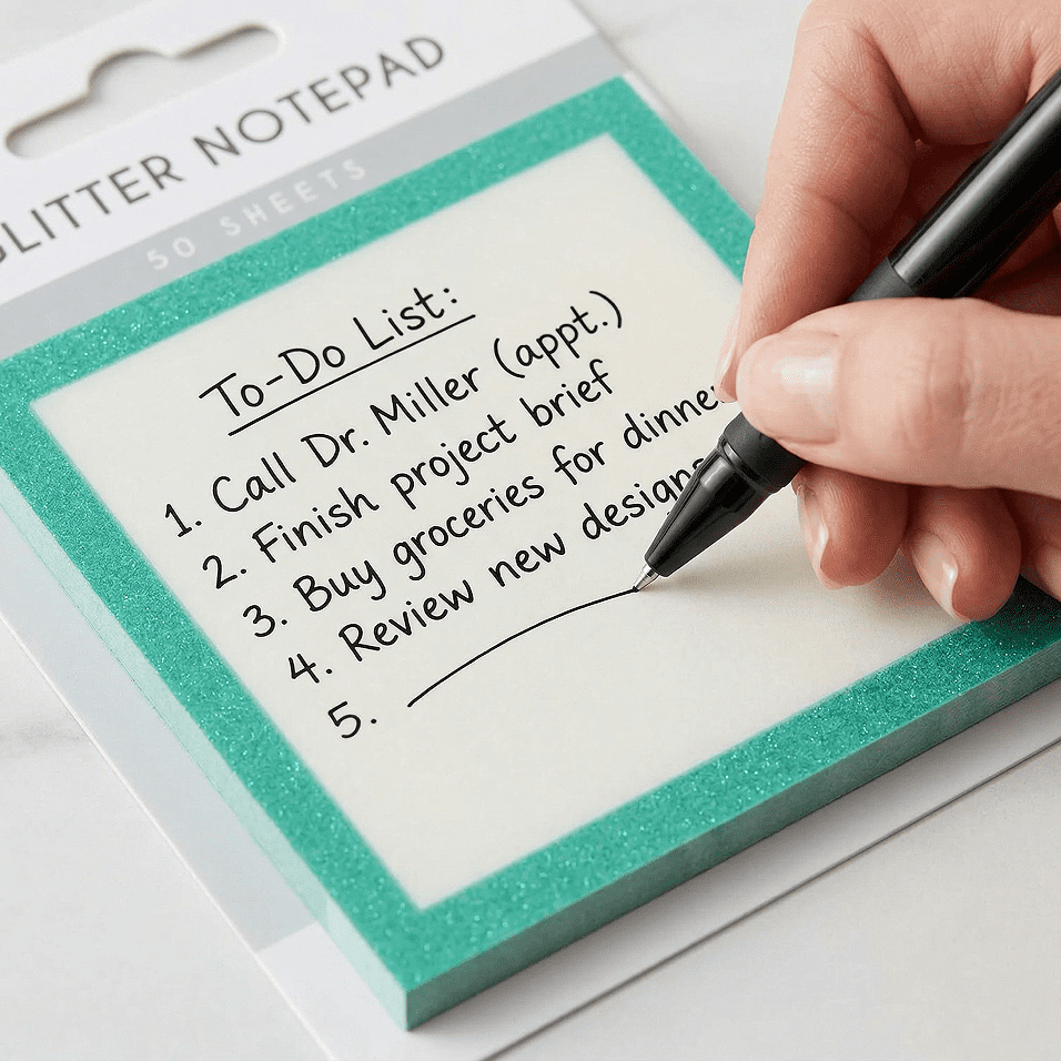 NLWF Glitter Translucent Sparkle Self-Adhesive Sticky Notes, Green
