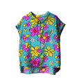 thumbnail image 2 of Blue Tshirts for Women Cute Tops for Women Collar Non Sleeve Linen Shirts Plus Size Floral Blouses Casual Summer Clothes Summer Tops, 2 of 4
