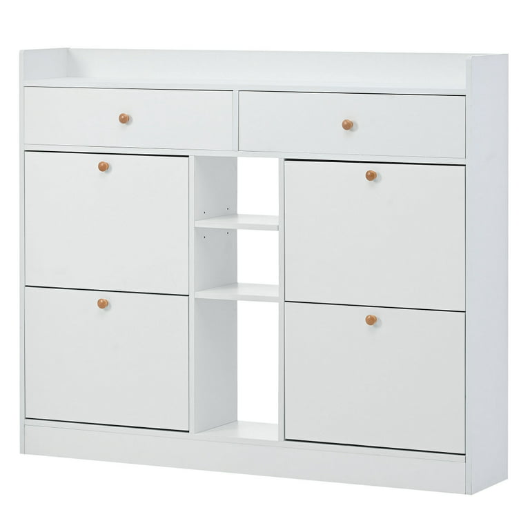 2-Tier Shoe Rack Cabinet with 4 Flip Drawers, White Free Standing Storage  Organizer - Yahoo Shopping